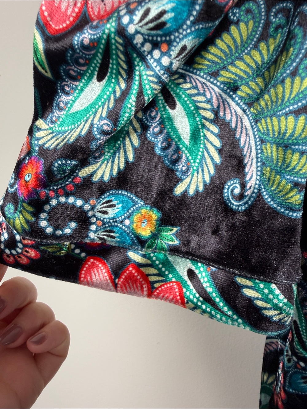 Molly Bracken Whimsical Dark Cottagecore Floral Paisley Black Velvet Dress - Picture 5 of 9